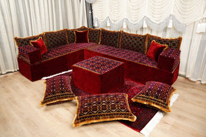 U-Shaped Floor Sofa, Diwan Sofa Sets, Moroccan Floor Sofa, Velvet Majlis Sofa, Traditional Majlis Floor Seating, Bohemian Floor Seating