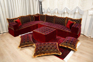 U-Shaped Floor Sofa, Diwan Sofa Sets, Moroccan Floor Sofa, Velvet Majlis Sofa, Traditional Majlis Floor Seating, Bohemian Floor Seating