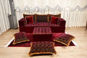 U-Shaped Floor Sofa, Diwan Sofa Sets, Moroccan Floor Sofa, Velvet Majlis Sofa, Traditional Majlis Floor Seating, Bohemian Floor Seating
