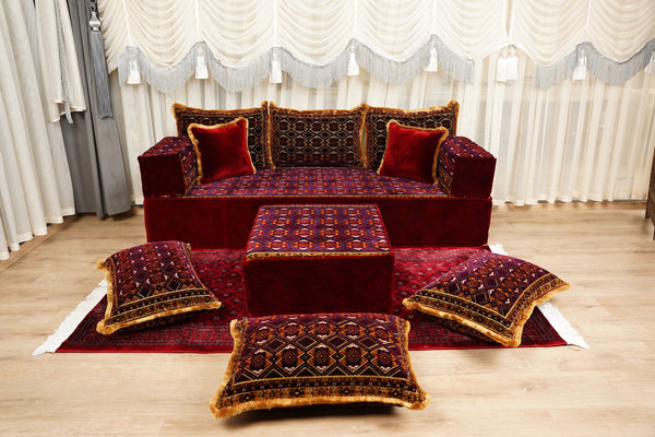 U-Shaped Floor Sofa, Diwan Sofa Sets, Moroccan Floor Sofa, Velvet Majlis Sofa, Traditional Majlis Floor Seating, Bohemian Floor Seating
