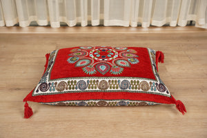 Red Arabic Majlis Floor Sofa, Diwan Sofa Sets, Turkish Floor Sofa, Moroccan Cushion, Ethnic Floor Cushion, Kilim Cushion Set, Traditional Sofa