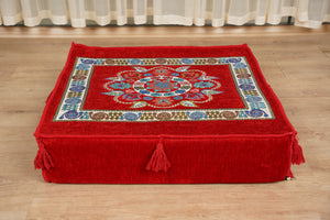 Red Arabic Majlis Floor Sofa, Diwan Sofa Sets, Turkish Floor Sofa, Moroccan Cushion, Ethnic Floor Cushion, Kilim Cushion Set, Traditional Sofa