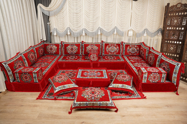 Arabic Floor Sofa Seating, Majlis Floor Sofa, جلسة عربية, U-Shaped Floor Sofa, Diwan Sofa Sets, Moroccan Style Sofa, Turkish Floor Sofa