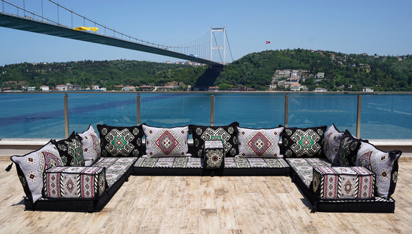 8'' Thickness U Sofa Set, Arabic Diwan Sofas, Moroccan Rug, Arabic Majlis Seating