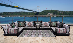 8'' Thickness U Sofa Set, Arabic Diwan Sofas, Moroccan Rug, Arabic Majlis Seating