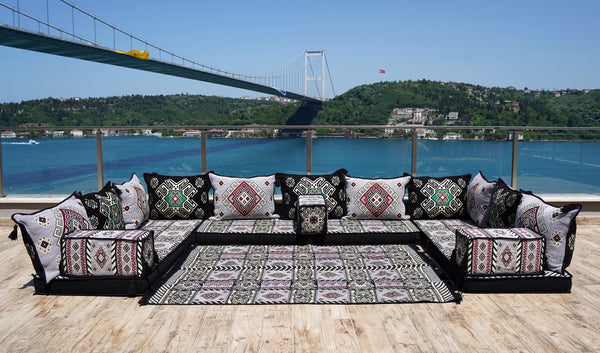 8'' Thickness U Sofa Set, Arabic Diwan Sofas, Moroccan Rug, Arabic Majlis Seating