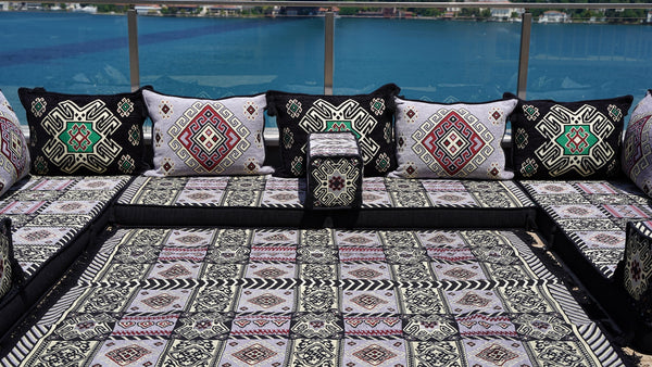 8'' Thickness U Sofa Set, Arabic Diwan Sofas, Moroccan Rug, Arabic Majlis Seating