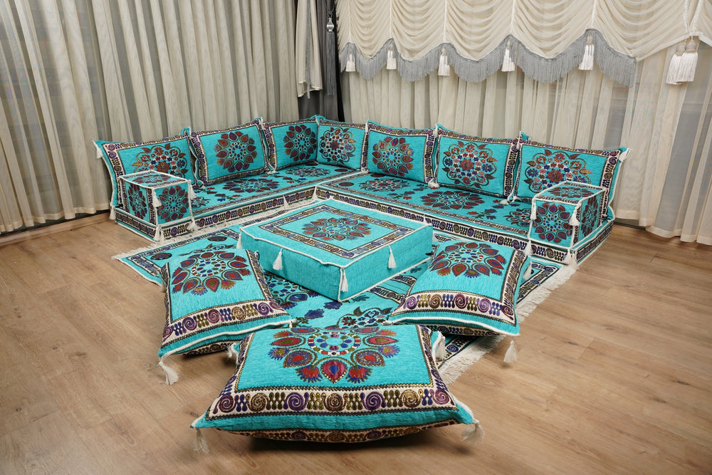 Traditional Diwan Sofa Sets, Turkish Floor Seating Set, Custom Made Sofa, جلوس عربي على الأرض, Boho Style Couch