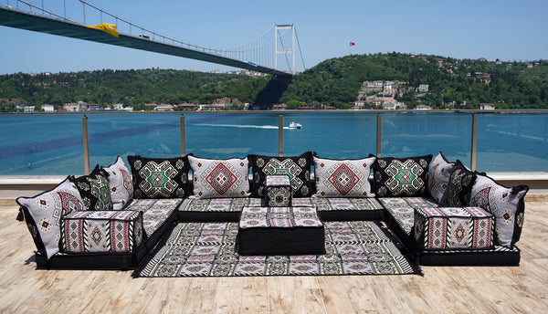 8'' Thickness U Sofa Set, Arabic Diwan Sofas, Moroccan Rug, Arabic Majlis Seating