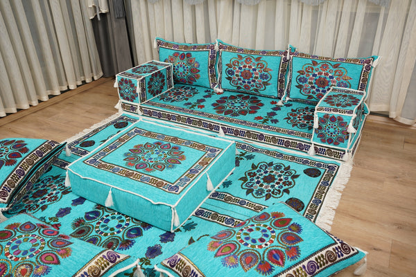 أطقم أرائك ديوان تقليدية، أرائك مقطعية، طقم أرائك مجلس، جلوس عربي على الأرض، أرائك أرضية شرق أوسطية، أرائك صالة عربية، أرائك بمقعدين