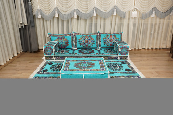 أطقم أرائك ديوان تقليدية، أرائك مقطعية، طقم أرائك مجلس، جلوس عربي على الأرض، أرائك أرضية شرق أوسطية، أرائك صالة عربية، أرائك بمقعدين