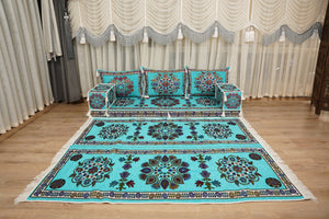 أطقم أرائك ديوان تقليدية، أرائك مقطعية، طقم أرائك مجلس، جلوس عربي على الأرض، أرائك أرضية شرق أوسطية، أرائك صالة عربية، أرائك بمقعدين