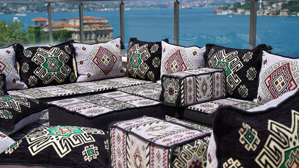 8'' Thickness U Sofa Set, Arabic Diwan Sofas, Moroccan Rug, Arabic Majlis Seating