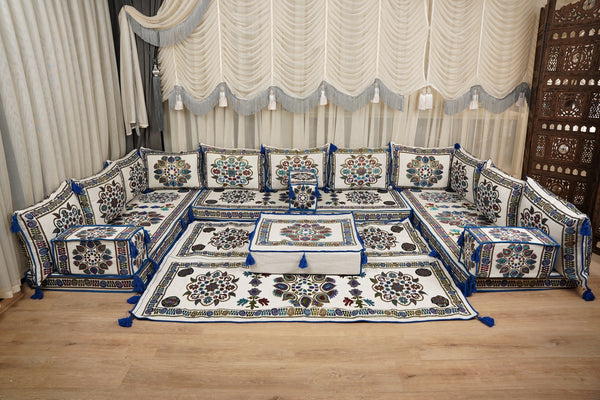 Boho Sofa Couch, Floor Cushion Couch, Diwan Sofa Sets, Moroccan Majlis Couch, جلسة عربية, Traditional Majlis Floor Seating, Arabic Jalsa Set