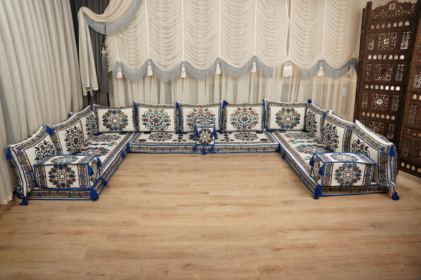 Boho Sofa Couch, Floor Cushion Couch, Diwan Sofa Sets, Moroccan Majlis Couch, جلسة عربية, Traditional Majlis Floor Seating, Arabic Jalsa Set