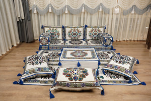 Boho Sofa Couch, Floor Cushion Couch, Diwan Sofa Sets, Moroccan Majlis Couch, جلسة عربية, Traditional Majlis Floor Seating, Arabic Jalsa Set