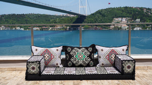 8'' Thickness Sofa Set, Gray Floor Seating, Arabic Sofa, Moroccan Sofa, Garden Sofa Set, Bench Pillow Set, Turkish Sofa, Moroccan Livingroom