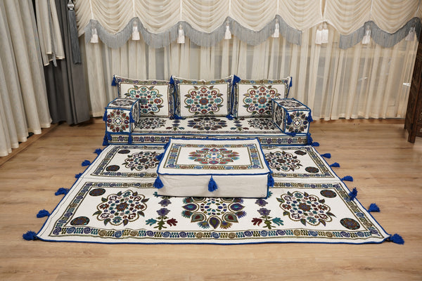 Boho Sofa Couch, Floor Cushion Couch, Diwan Sofa Sets, Moroccan Majlis Couch, جلسة عربية, Traditional Majlis Floor Seating, Arabic Jalsa Set