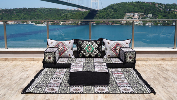 8'' Thickness Sofa Set, Gray Floor Seating, Arabic Sofa, Moroccan Sofa, Garden Sofa Set, Bench Pillow Set, Turkish Sofa, Moroccan Livingroom