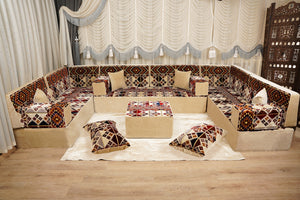 Arabisches Wohnzimmer Sofa Set, Bodenkissen, Diwan Sofas, Traditionelles Sofa Set, Modulare Bodenkissen, Boho Stil Bodensofa