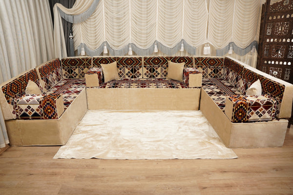 Arabisches Wohnzimmer Sofa Set, Bodenkissen, Diwan Sofas, Traditionelles Sofa Set, Modulare Bodenkissen, Boho Stil Bodensofa