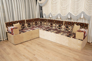 Boho Style Living Room Sofa Set, Diwan Sofa Sets, Floor Sofa, Arabic Majlis Sofa, Traditional Sofa Set, Sectional Floor Cushions