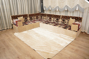 Boho Style Living Room Sofa Set, Diwan Sofa Sets, Floor Sofa, Arabic Majlis Sofa, Traditional Sofa Set, Sectional Floor Cushions