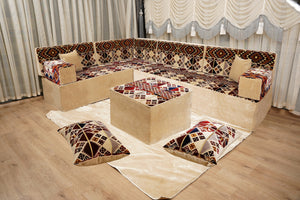 Boho Style Living Room Sofa Set, Diwan Sofa Sets, Floor Sofa, Arabic Majlis Sofa, Traditional Sofa Set, Sectional Floor Cushions