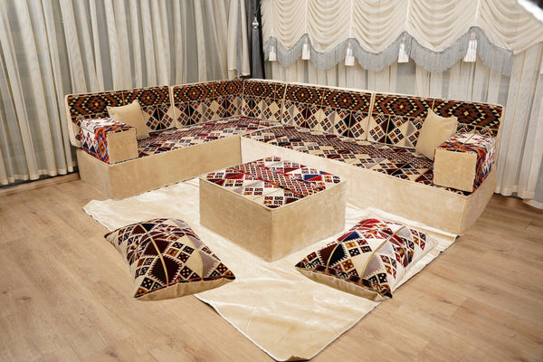 Arabisches Wohnzimmer Sofa Set, Bodenkissen, Diwan Sofas, Traditionelles Sofa Set, Modulare Bodenkissen, Boho Stil Bodensofa