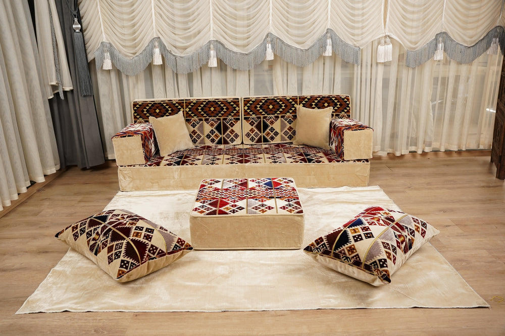 Authentic Diwan Sofa Sets, Boho Style Living Room Sofa, Arabic Majlis Sofa, Traditional Sofa Set, Sectional Floor Sofa, Moroccan Cushion