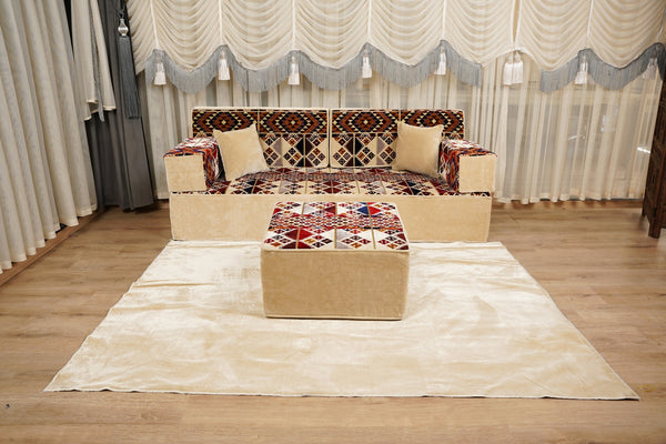 Boho Style Living Room Sofa Set, Diwan Sofa Sets, Floor Sofa, Arabic Majlis Sofa, Traditional Sofa Set, Sectional Floor Cushions