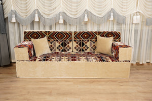 Boho Style Living Room Sofa Set, Diwan Sofa Sets, Floor Sofa, Arabic Majlis Sofa, Traditional Sofa Set, Sectional Floor Cushions