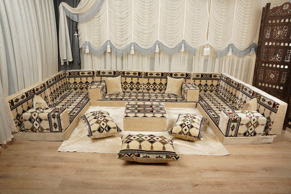 Traditional Arabic Floor Cushion, Diwan Sofa Sets, Ottoman Cushion, Handmade Arabic Floor Sofa, Arabic Majlis Sofa, Turkish Floor Sofa