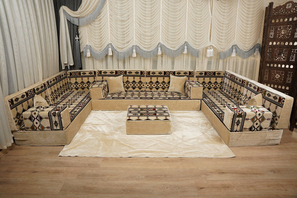 Traditional Arabic Floor Cushion, Diwan Sofa Sets, Ottoman Cushion, Handmade Arabic Floor Sofa, Arabic Majlis Sofa, Turkish Floor Sofa