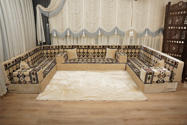 Traditional Arabic Floor Cushion, Diwan Sofa Sets, Ottoman Cushion, Handmade Arabic Floor Sofa, Arabic Majlis Sofa, Turkish Floor Sofa