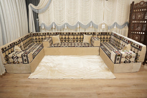 Loveseat Bodenssofa, Arabisches Bodenkissen, Diwan Sofagarnituren, Sofa im Nahen Osten, Ottomanisches Kissenset, Handgefertigtes Arabisches Bodenssofa