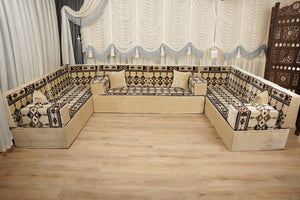 Loveseat Bodenssofa, Arabisches Bodenkissen, Diwan Sofagarnituren, Sofa im Nahen Osten, Ottomanisches Kissenset, Handgefertigtes Arabisches Bodenssofa