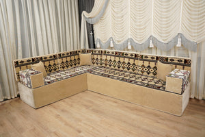 Loveseat Bodenssofa, Arabisches Bodenkissen, Diwan Sofagarnituren, Sofa im Nahen Osten, Ottomanisches Kissenset, Handgefertigtes Arabisches Bodenssofa