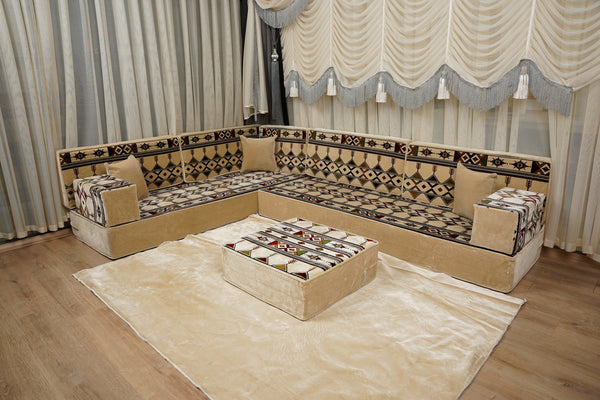 Traditional Arabic Floor Cushion, Diwan Sofa Sets, Ottoman Cushion, Handmade Arabic Floor Sofa, Arabic Majlis Sofa, Turkish Floor Sofa