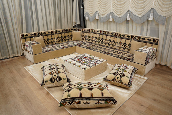 Traditional Arabic Floor Cushion, Diwan Sofa Sets, Ottoman Cushion, Handmade Arabic Floor Sofa, Arabic Majlis Sofa, Turkish Floor Sofa