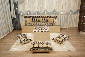 Loveseat Bodenssofa, Arabisches Bodenkissen, Diwan Sofagarnituren, Sofa im Nahen Osten, Ottomanisches Kissenset, Handgefertigtes Arabisches Bodenssofa