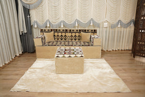 Loveseat Bodenssofa, Arabisches Bodenkissen, Diwan Sofagarnituren, Sofa im Nahen Osten, Ottomanisches Kissenset, Handgefertigtes Arabisches Bodenssofa
