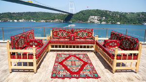 Floor Cushions Set, Arabic Floor Seating, Patio Furniture, Wooden Bench Sofa Sets, Arabic Majlis Set, Arabic Seating Jalsah, Traditional Wooden Bench, Yemeni Majlis, Garden Sofa Set