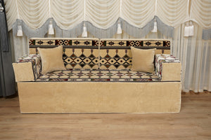 Loveseat Bodenssofa, Arabisches Bodenkissen, Diwan Sofagarnituren, Sofa im Nahen Osten, Ottomanisches Kissenset, Handgefertigtes Arabisches Bodenssofa
