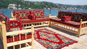 Floor Cushions Set, Arabic Floor Seating, Patio Furniture, Wooden Bench Sofa Sets, Arabic Majlis Set, Arabic Seating Jalsah, Traditional Wooden Bench, Yemeni Majlis, Garden Sofa Set