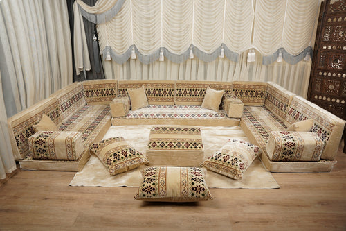 Boho Floor Couches, Diwan Sofa Sets, Middle Eastern Sofa, Moroccan Style Couch, Arabic Floor Sofa with Cushions, أرضية مجلس
