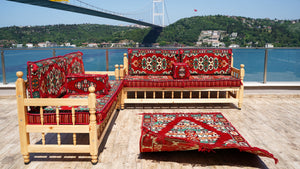Floor Cushions Set, Arabic Floor Seating, Patio Furniture, Wooden Bench Sofa Sets, Arabic Majlis Set, Arabic Seating Jalsah, Traditional Wooden Bench, Yemeni Majlis, Garden Sofa Set