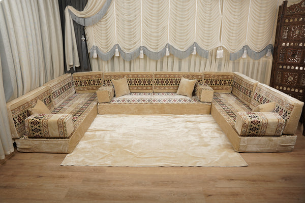 كنبة تركية أرضية، كنبة بوهو أرضية، طقم كنب ديوان، كنبة على الطراز المغربي، كنبة عربية أرضية مع وسائد، طقم جلسة عربية