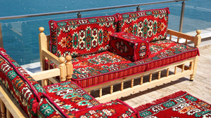 Floor Cushions Set, Arabic Floor Seating, Patio Furniture, Wooden Bench Sofa Sets, Arabic Majlis Set, Arabic Seating Jalsah, Traditional Wooden Bench, Yemeni Majlis, Garden Sofa Set