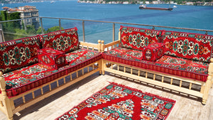 Floor Cushions Set, Arabic Floor Seating, Patio Furniture, Wooden Bench Sofa Sets, Arabic Majlis Set, Arabic Seating Jalsah, Traditional Wooden Bench, Yemeni Majlis, Garden Sofa Set